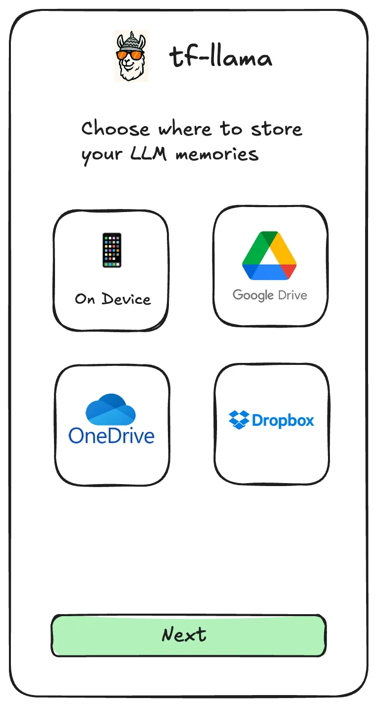 Choose memory storage screen