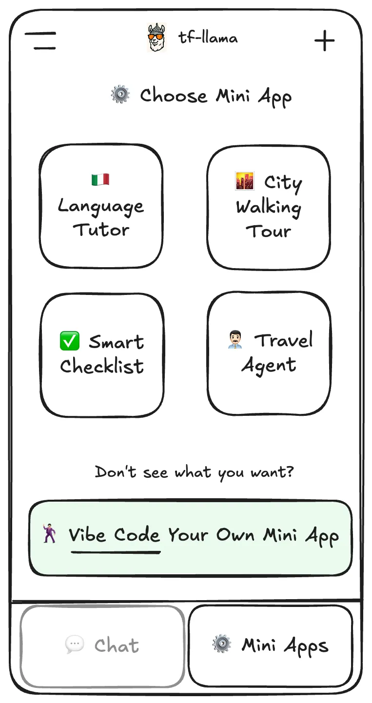 Choose mini-app screen