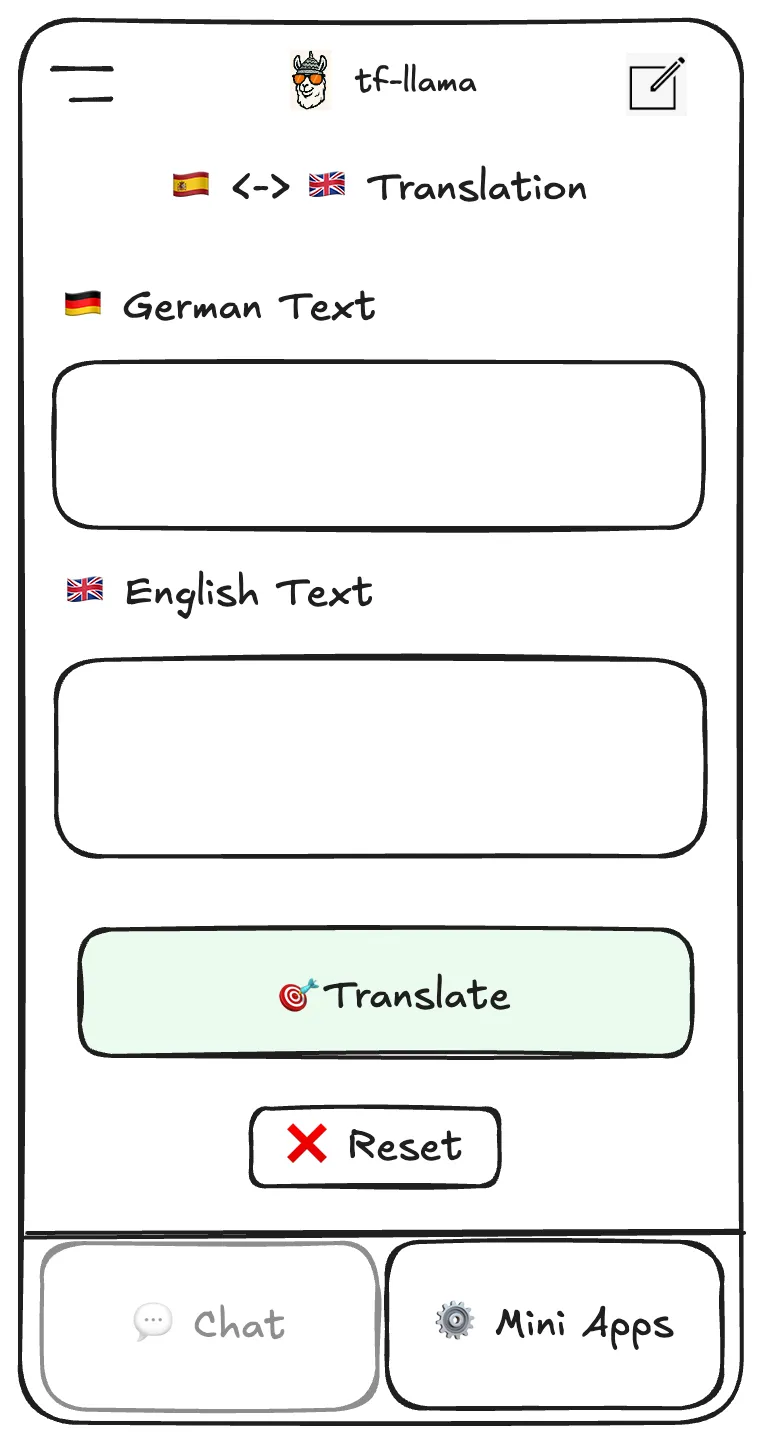 Translate mini-app screen